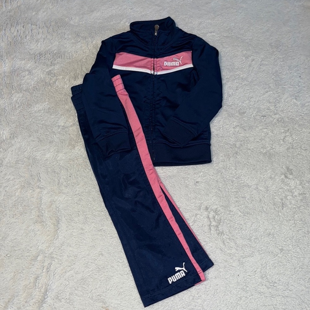 Puma matching navy blue and pink matching track set 3T